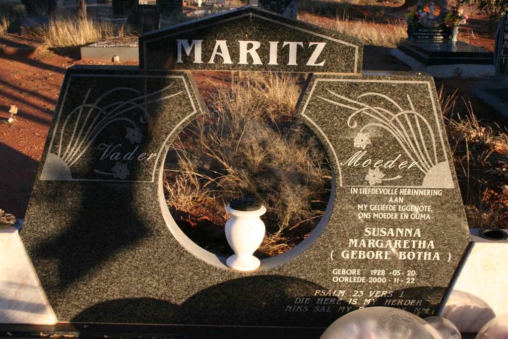 MARITZ Susanna Margaretha nee BOTHA 1928-2000