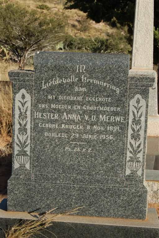 MERWE Hester Anna, v.d. nee KRUGER 1891-1956