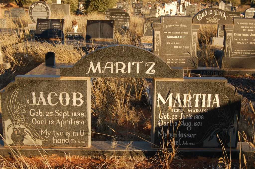 MARITZ Jacob 1899-1971 &amp; Martha MARAIS 1908-1971