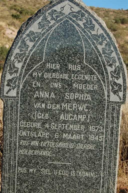 MERWE Anna Sophia, van der nee AUCAMP 1873-1945
