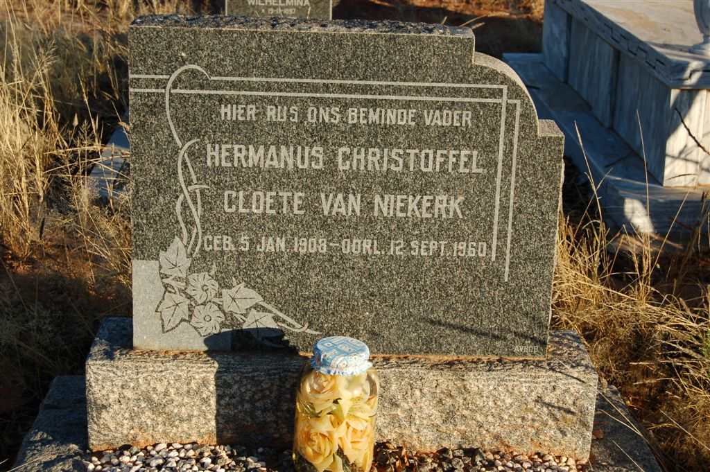 NIEKERK Hermanus Christoffel Cloete, van 1908-1960
