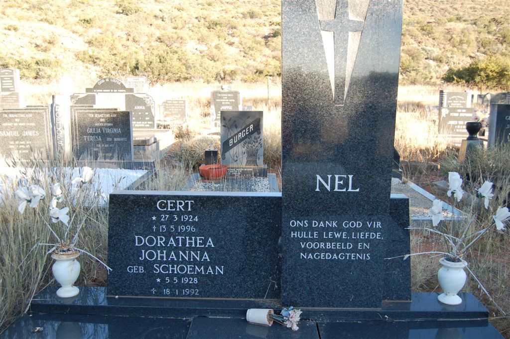 NEL Gert 1924-1996 &amp; Dorathea Johanna SCHOEMAN 1928-1992