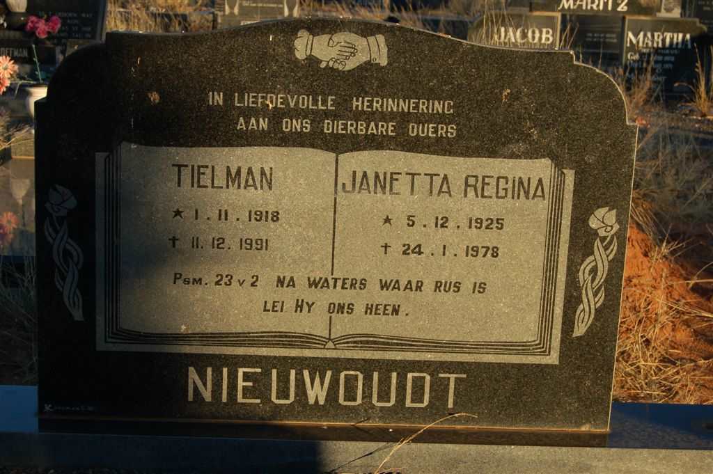 NIEUWOUDT Tielman 1918-1991 &amp; Janetta Regina 1925-1978