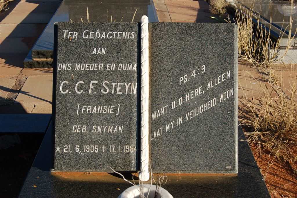 STEYN C.C.F. nee SNYMAN 1905-1984