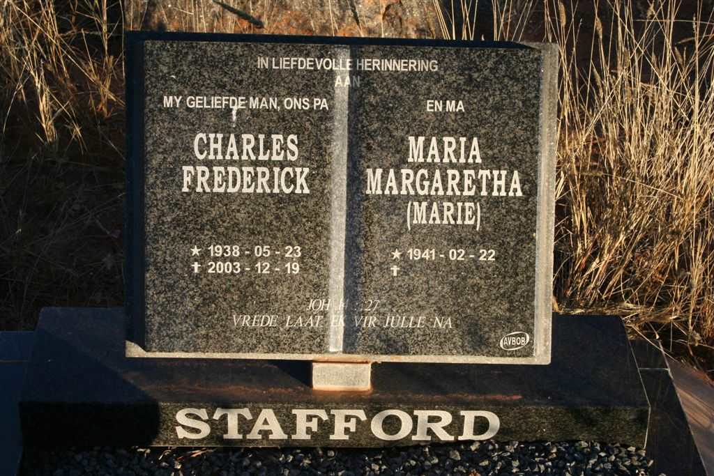 STAFFORD Charles Frederick 1938-2003 &amp; Maria Margaretha 1941-