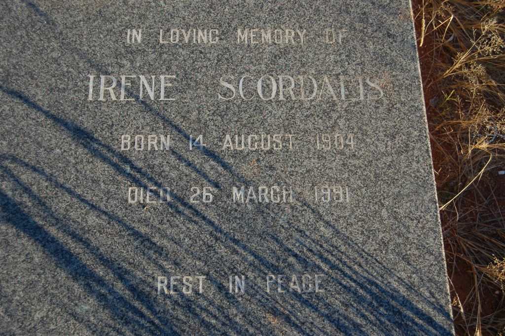 SCORDALIS Irene 1904-1991