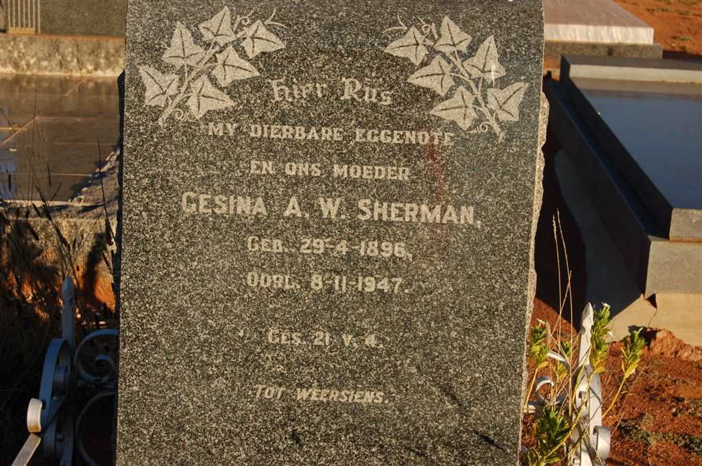 SHERMAN Gesina A.W. 1896-1947