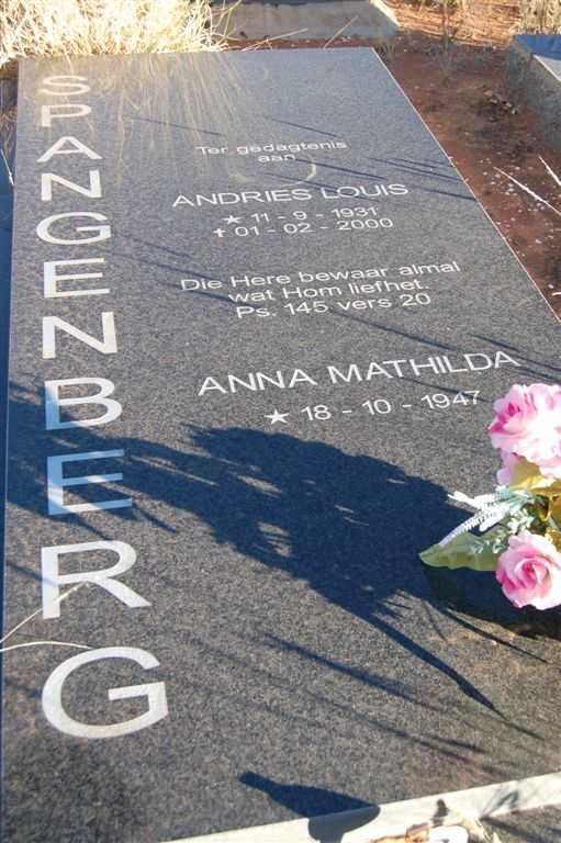 SPANGENBERG Andries Louis 1931-2000 &amp; Anna Mathilda 1947-