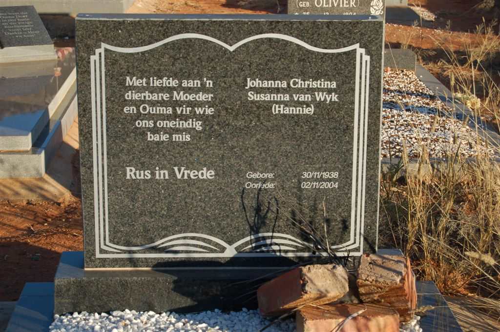 WYK Johanna Christina Susanna, van 1938-2004