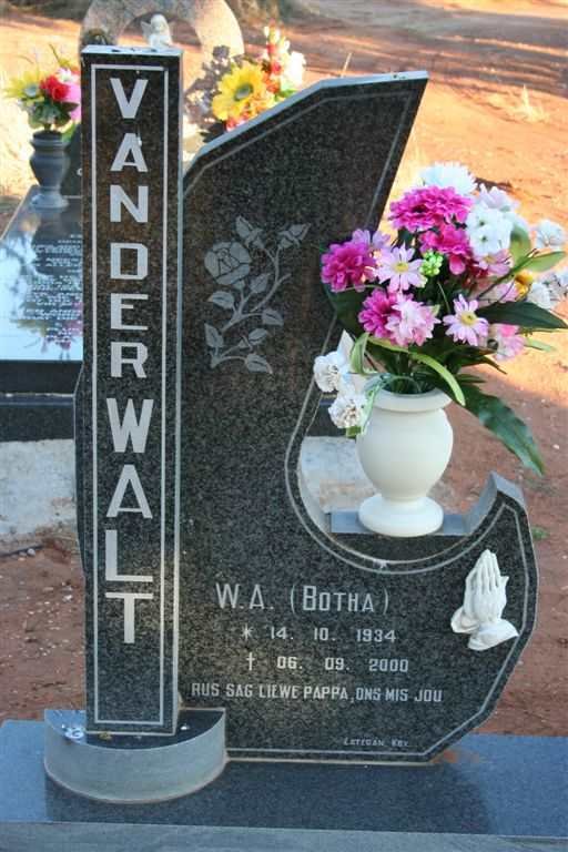 WALT W.A., van der nee BOTHA 1934-2000