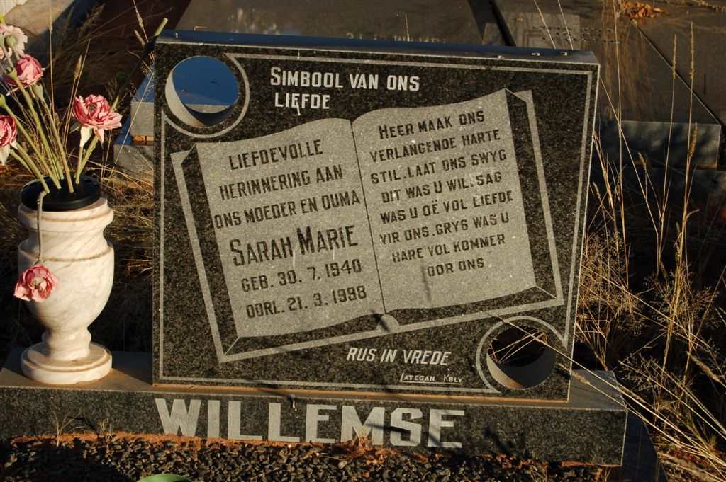 WILLEMSE Sarah Marie 1940-1998