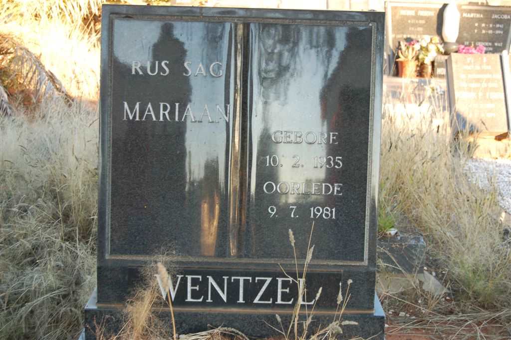 WENTZEL Mariaan 1935-1981