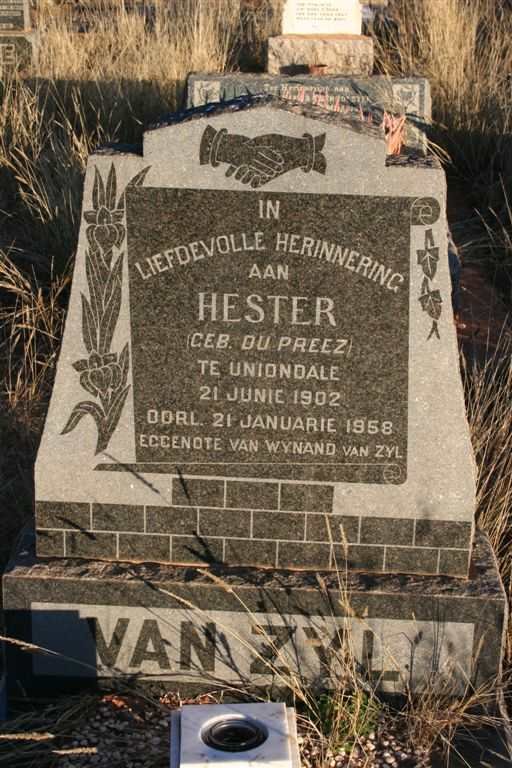 ZYL Hester, van nee DU PREEZ 1902-1958