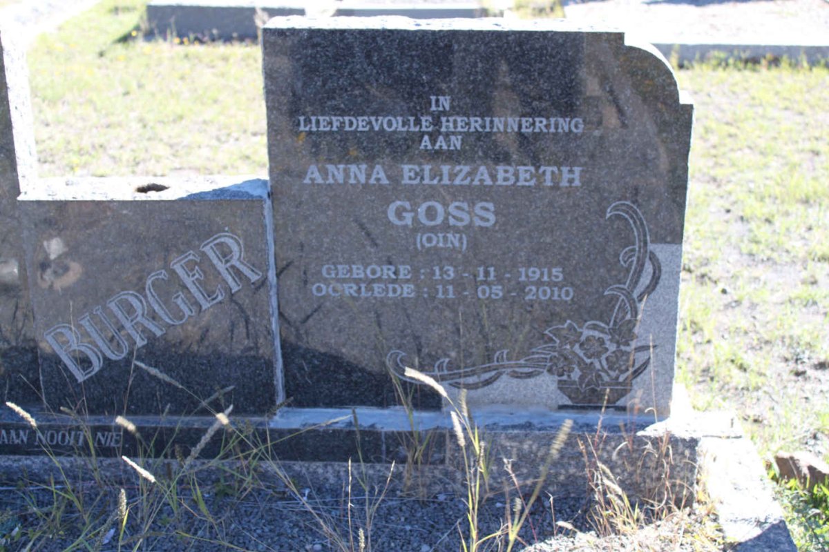 BURGER Petrus Jacobus 1891-1960 &amp; Anna Elizabeth GOSS 1915-2010