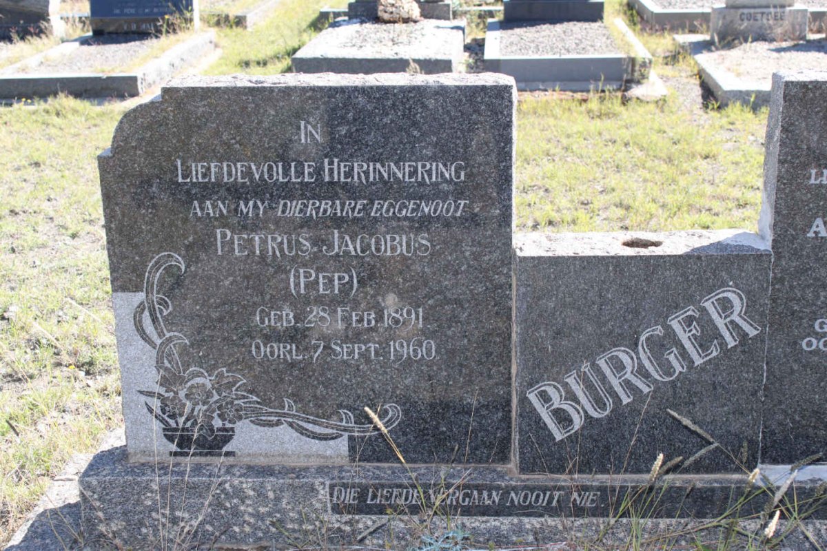 BURGER Petrus Jacobus 1891-1960 &amp; Anna Elizabeth GOSS 1915-2010