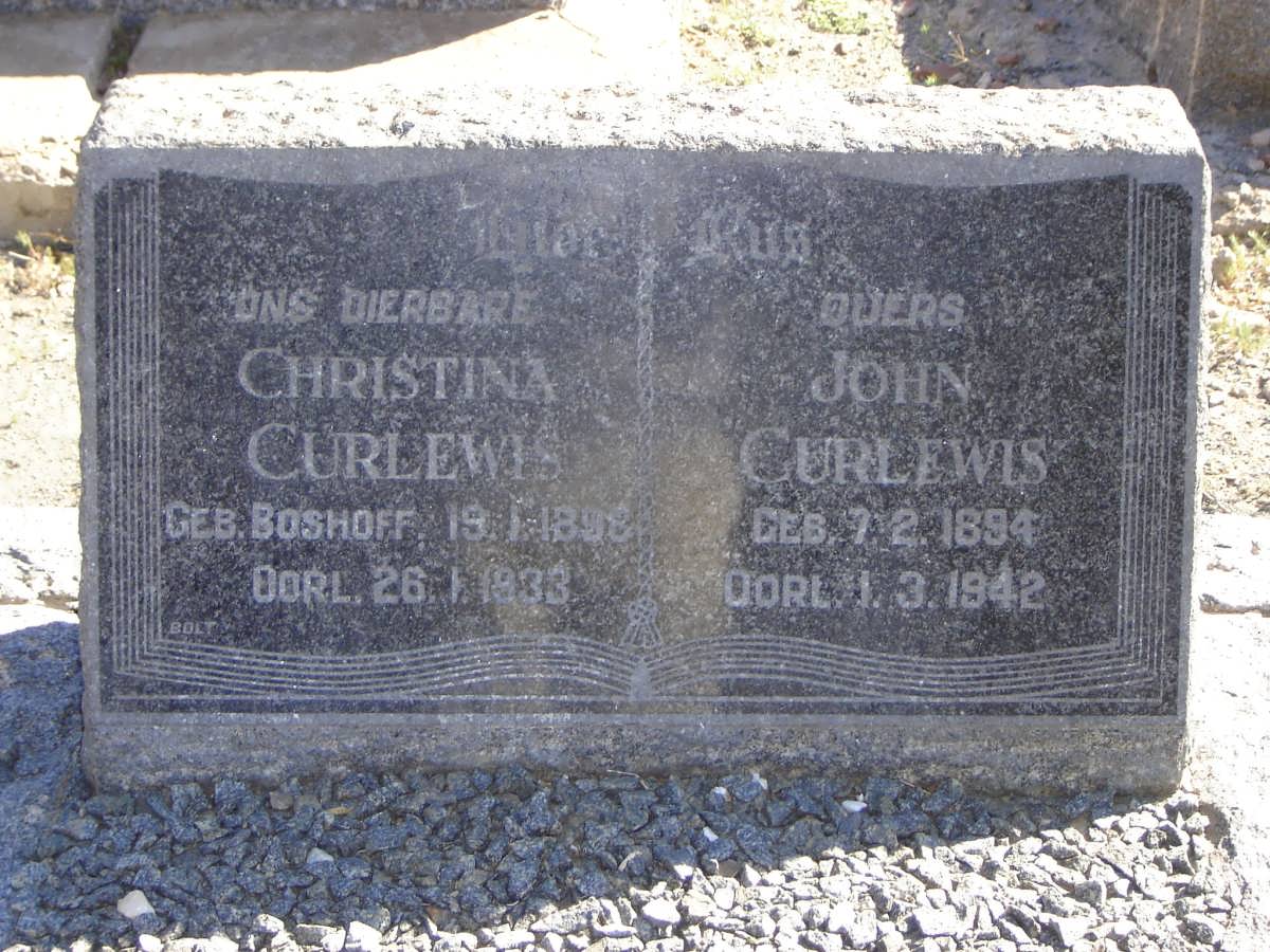 CURLEWIS John 1894-1942 &amp; Christina BOSHOFF 1898-1933