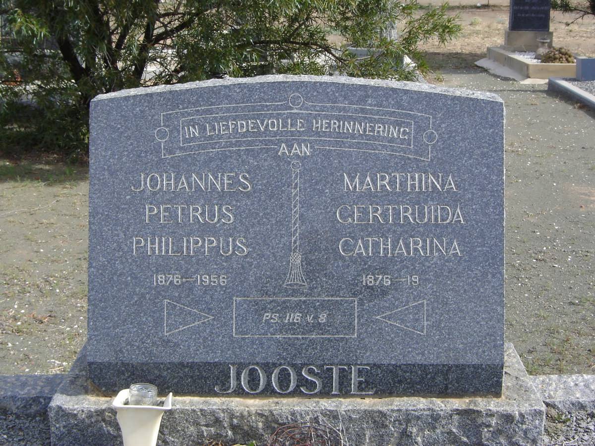 JOOSTE Johannes Petrus Philippus 1876-1956 &amp; Marthina Gertruida Catharina 1876-