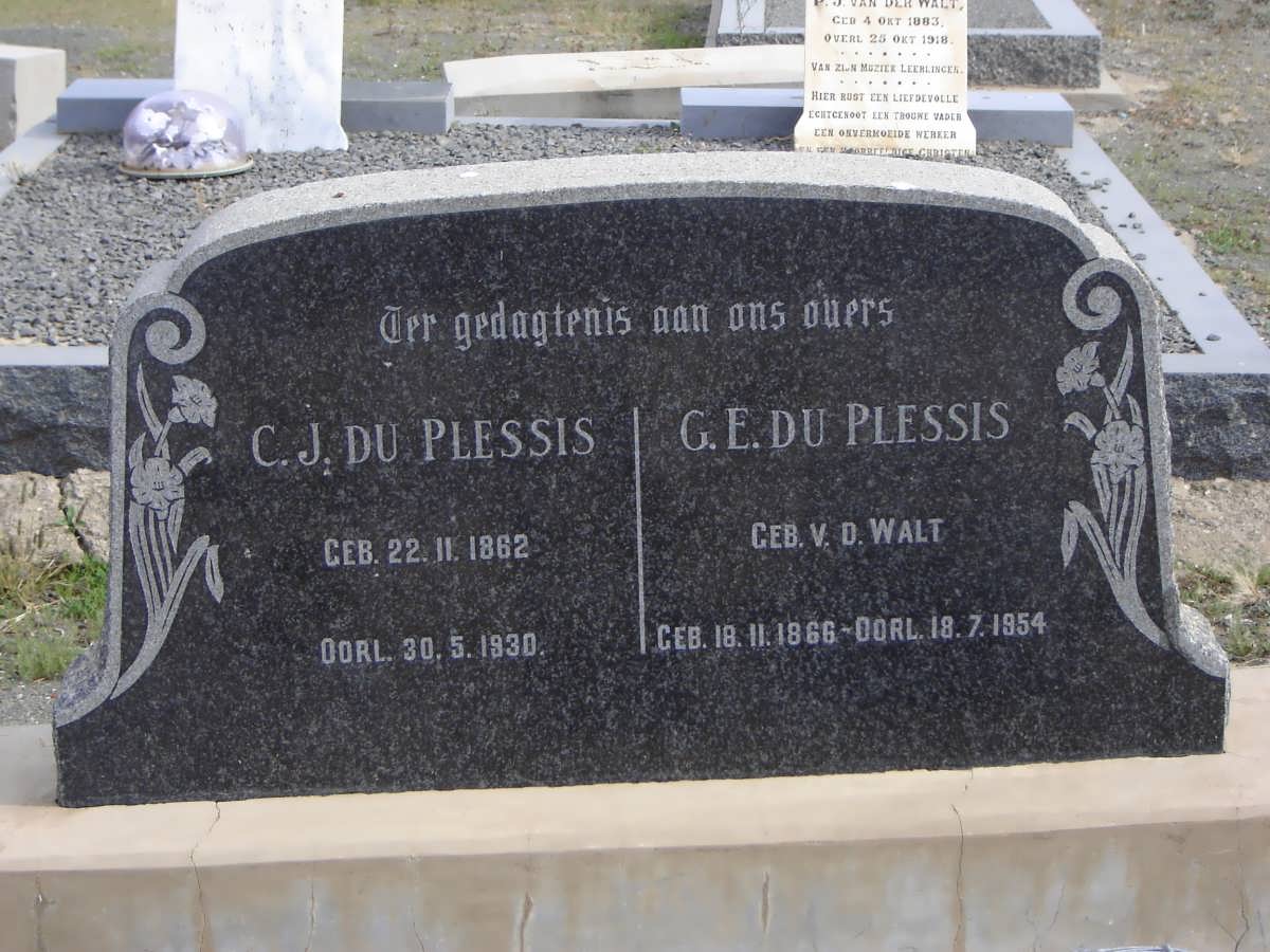 PLESSIS C.J., du 1862-1930 &amp; G.E. V.D. WALT 1866-1954
