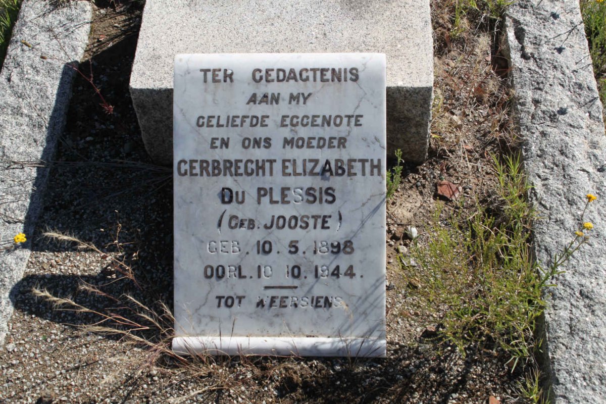 PLESSIS Gerbrecht Elizabeth, du nee JOOSTE 1898-1944