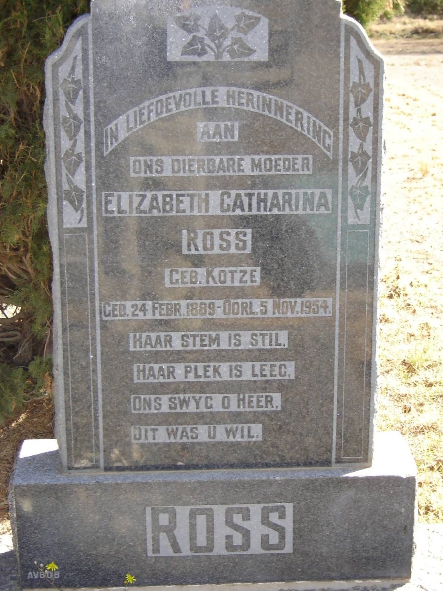 ROSS Elizabeth Catharina nee KOTZE 1889-1954
