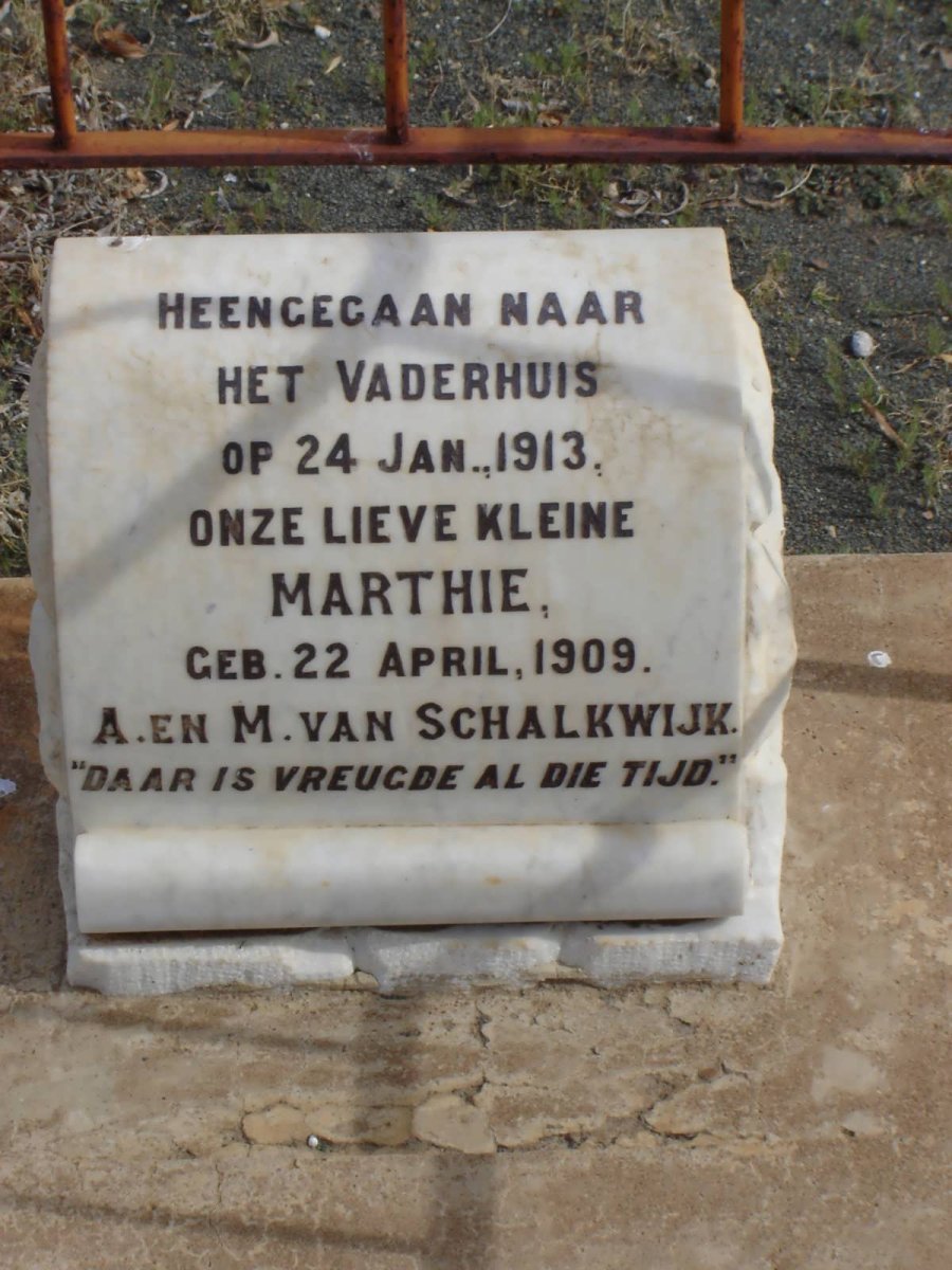 SCHALKWYK Marthie, van 1909-1913
