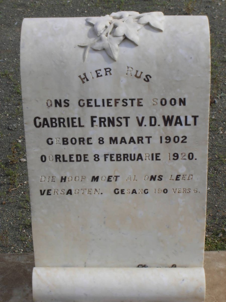 WALT Gabriel Ernst, v.d. 1902-1920