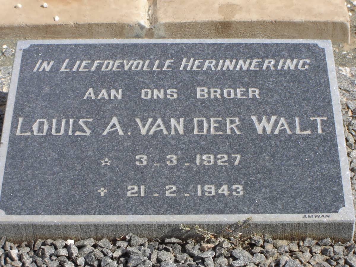 WALT Louis A., van der 1927-1943