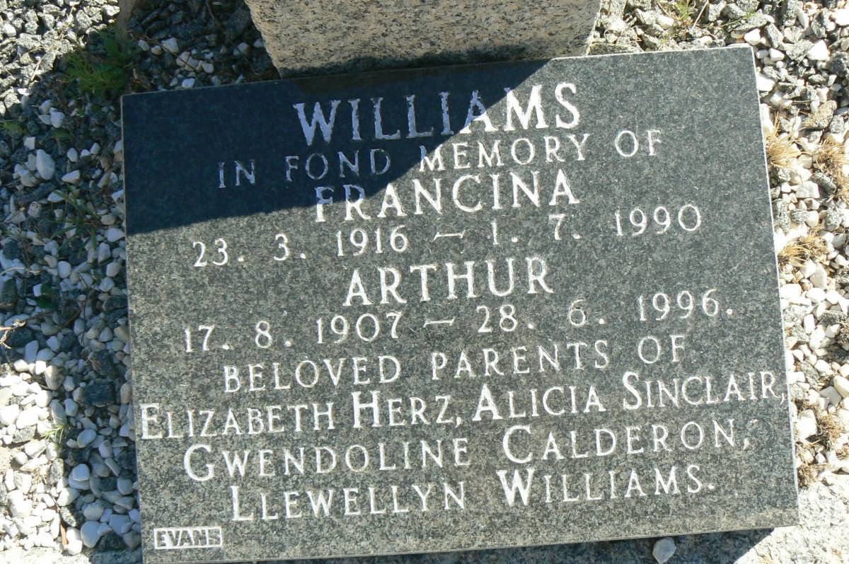 WILLIAMS Arthur 1907-1996 &amp; Francina 1916-1990