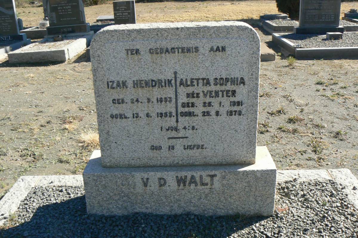 WALT Izak Hendrik, v.d. 1893-1955 &amp; Aletta Sophia VENTER 1891-1970