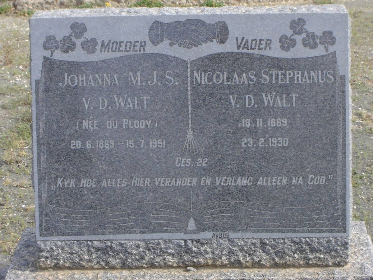 WALT Nicolaas Stephanus, v.d. 1869-1930 &amp; Johanna M.J.S. DU PLOOY 1869-1951