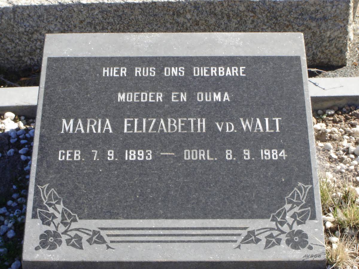 WALT Maria Elizabeth, v.d. 1893-1984