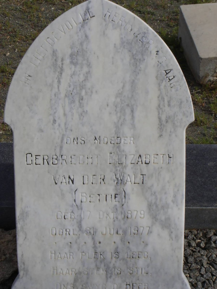 WALT Gerbrecht Elizabeth., van der 1879-1977