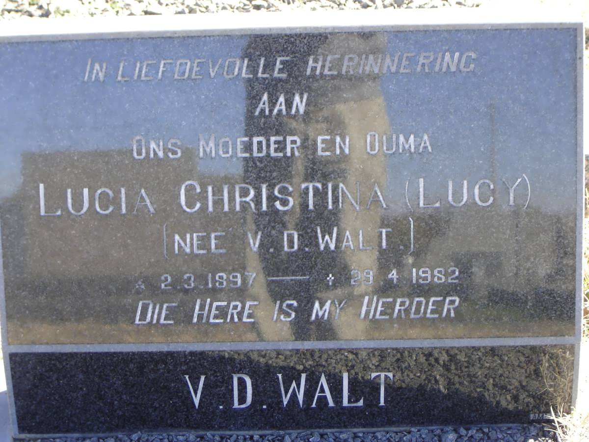 WALT Lucia Christina, v.d. nee V.D. WALT 1897-1982