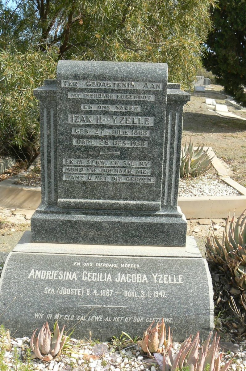 YZELLE Izak H. 1868-1938 &amp; Andriesina Cecila Jacoba JOOSTE 1867-1947