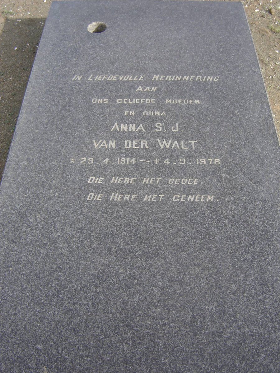 WALT Anna S.J., van der 1914-1978