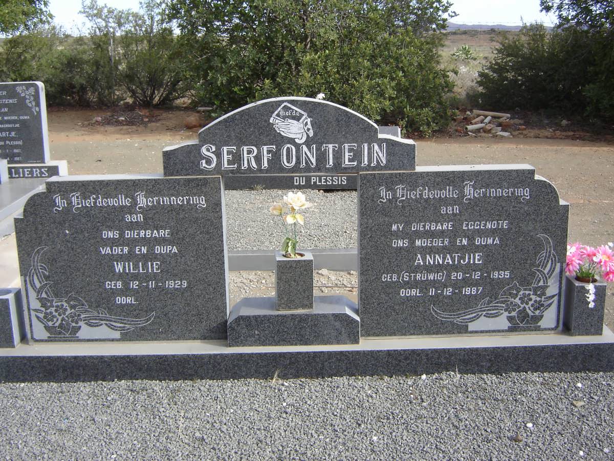 SERFONTEIN Willie 1929-  &amp; Annatjie STRUWIG 1935-1987