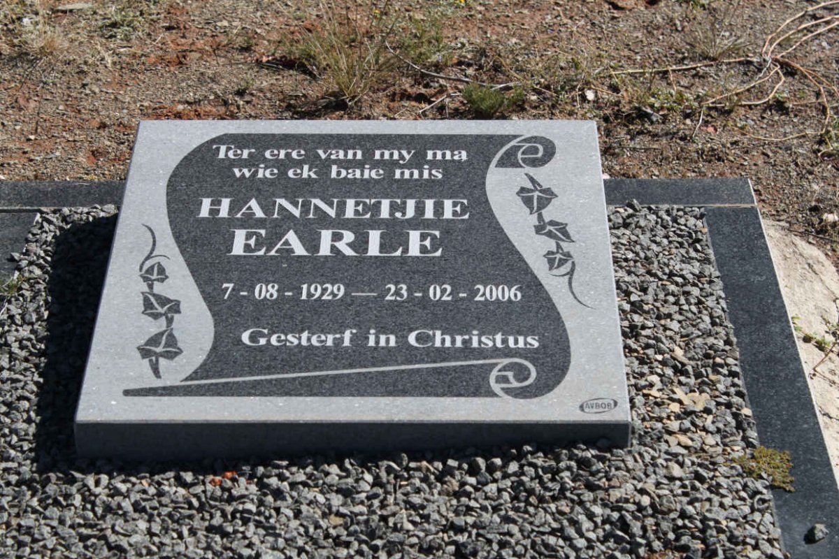 EARLE Hannetjie 1929-2006