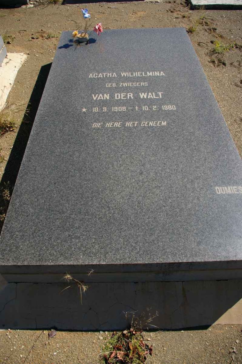 WALT Agatha Wilhelmina, van der nee ZWIEGERS 1908-1980