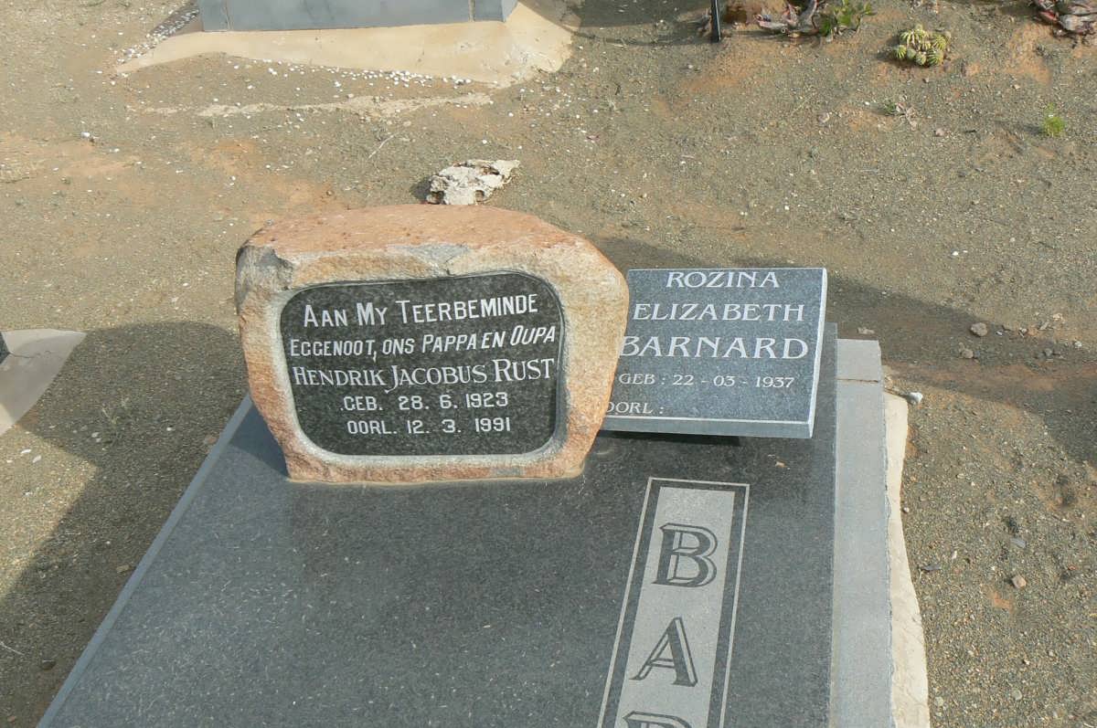 BARNARD Hendrik Jacobus Rust 1923-1991 &amp; Rozina Elizabeth 1937-