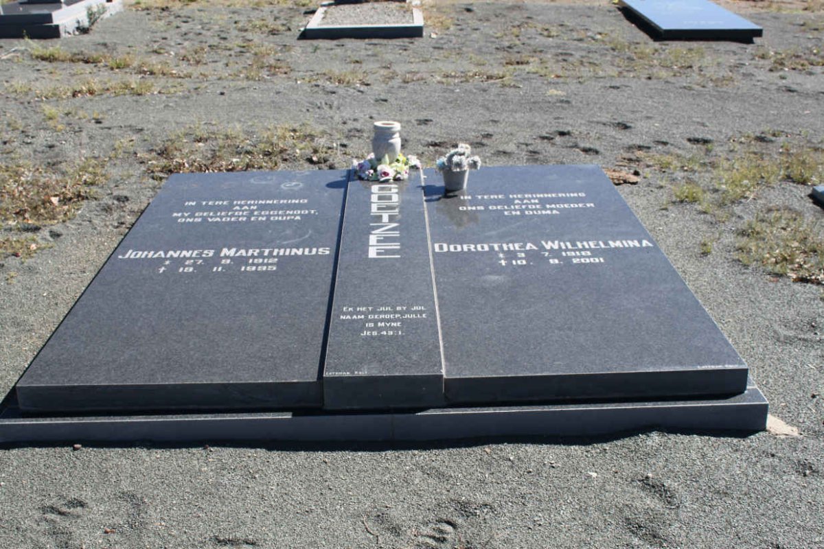 COETZEE Johannes Marthinus 1912-1995 &amp; Dorothea Wilhelmina 1918-2001