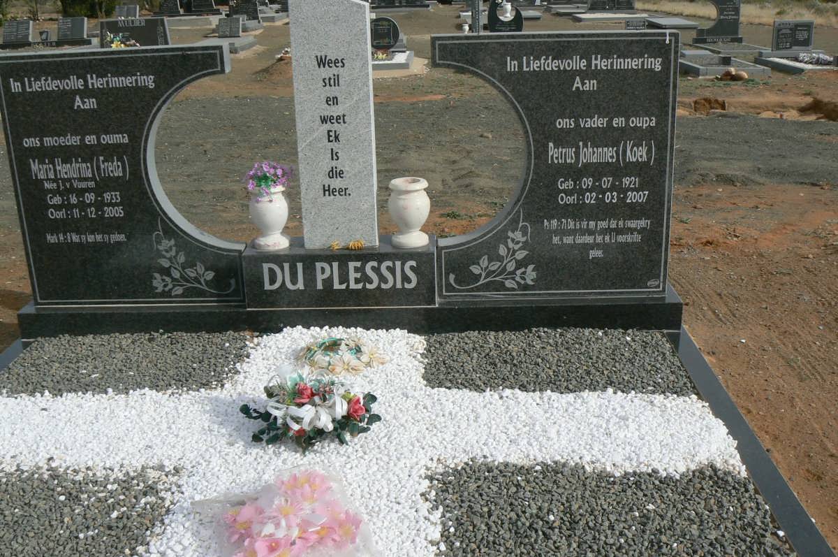 PLESSIS Petrus Johannes, du  1921-2007 &amp; Maria Hendrina J. VAN VUUREN 1933-2005