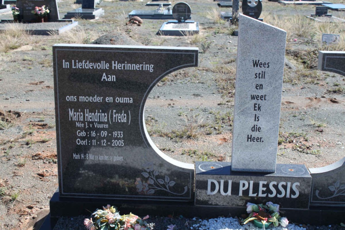PLESSIS Maria Hendrina, du nee J.V. VUUREN 1933-2005
