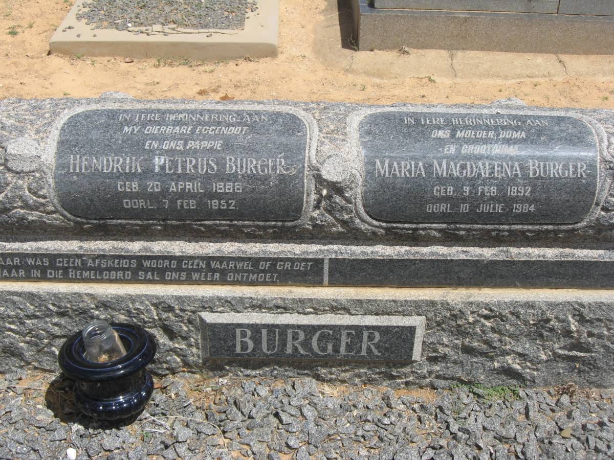 BURGER Hendrik Petrus 1886-1952 &amp; Maria Magdalena 1892-1984
