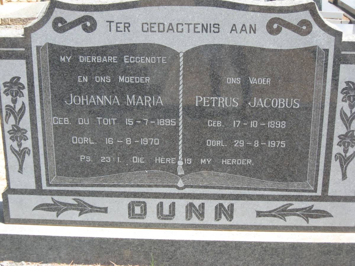 DUNN Petrus Jacobus 1898-1975 &amp; Johanna Maria DU TOIT 1895-1970