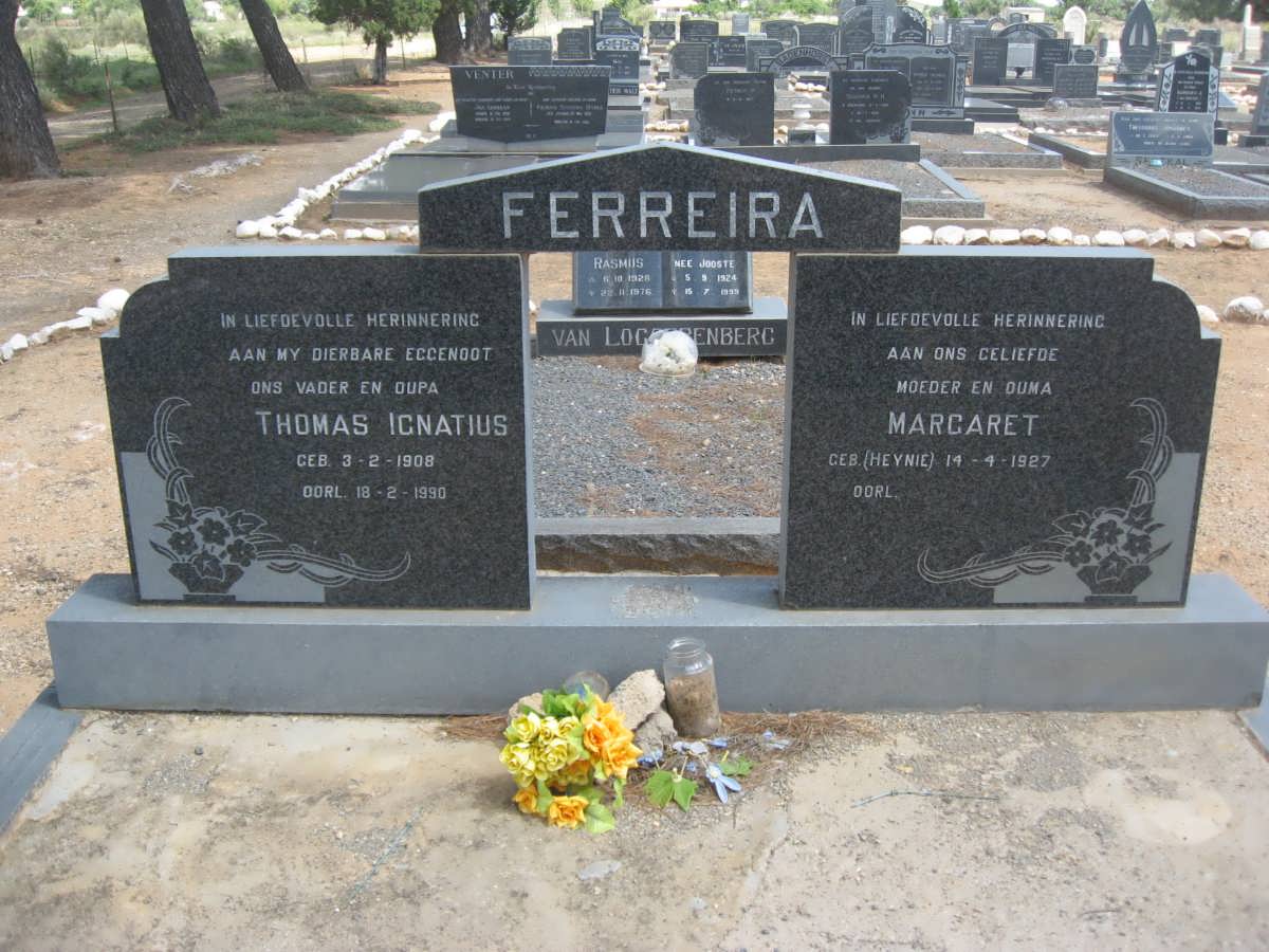 FERREIRA Thomas Ignatius 1908-1990 &amp; Margaret HEYNIE 1927-