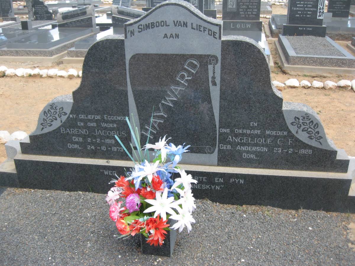 HAYWARD Barend Jacobus 1919-1973 &amp; Angelique C.F. ANDERSON 1928-