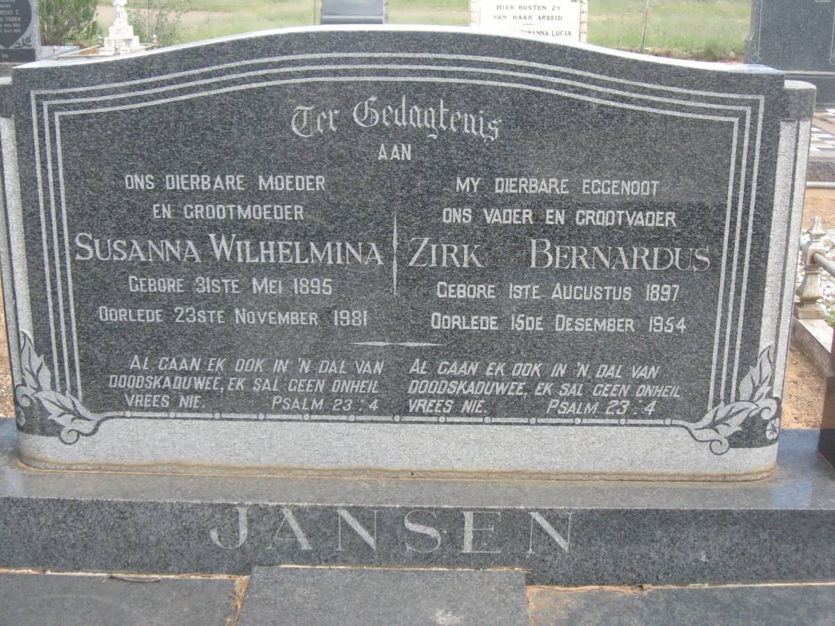 JANSEN Zirk Bernardus 1897-1954 &amp; Susanna Wilhelmina 1895-1981