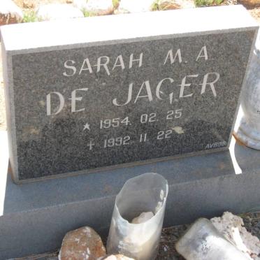 JAGER Sarah M.A., de 1954-1992