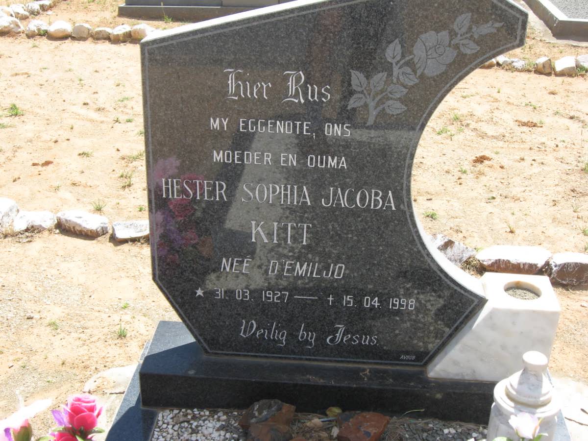 KITT Hester Sophia Jacoba nee D'EMILJO 1927-1998