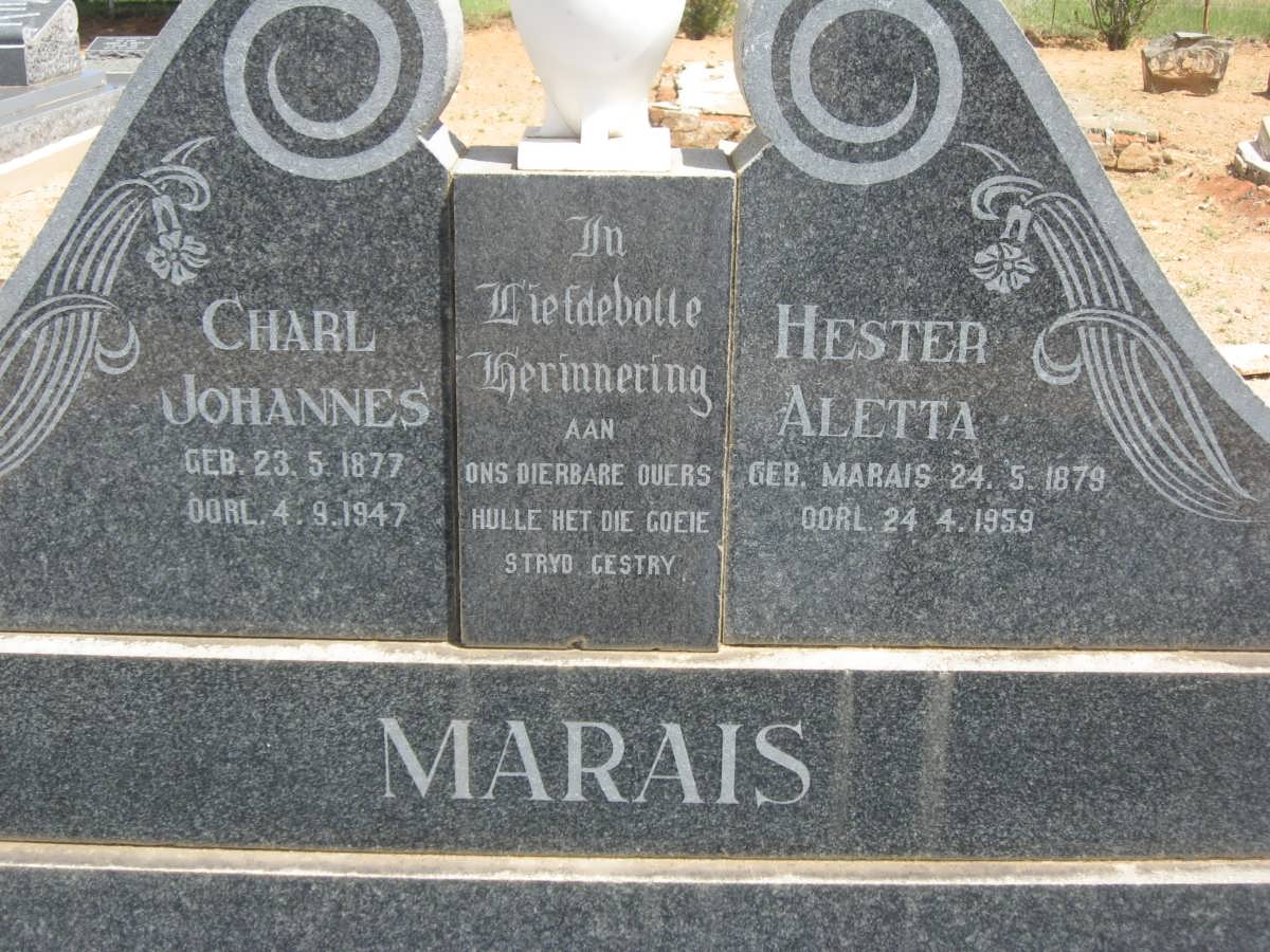 MARAIS Charl Johannes 1877-1947 &amp; Hester Aletta MARAIS 1879-1959